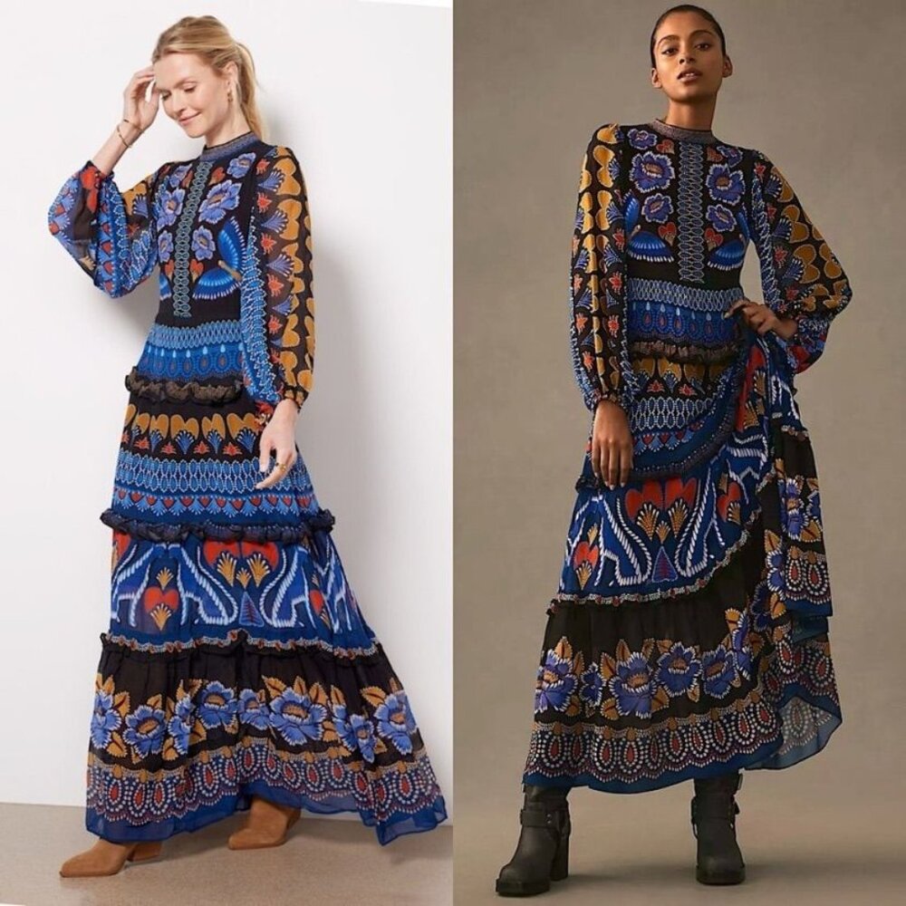 FARM Rio Blue Multi-Color Printed Maxi Dress - Picture 4 of 16